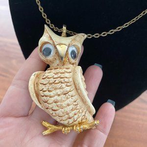 Vintage Razza Google-Eyed Owl Pendant Necklace